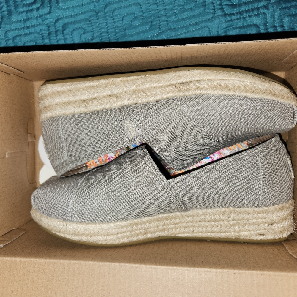 Skechers Gray Espadrille Canvas Slip-Ons